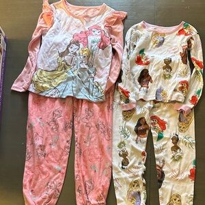 Disney Girls Two-Piece Princess Pajama Sets - Pink & Cream